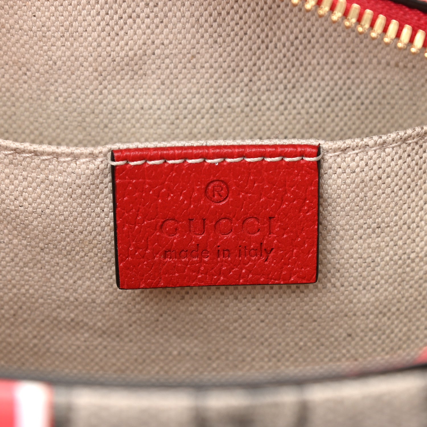 Gucci GG Supreme Monogram Apple Small Retro Interlocking G Shoulder Bag Beige Multicolor Lobster Red 6 of 9
