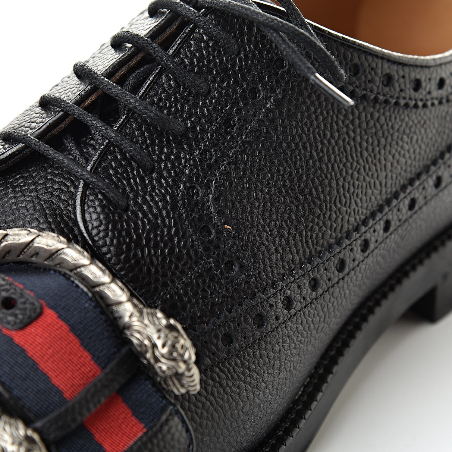 Gucci Pebbled Calfskin Dionysus Web Mens Martins Shoes 9.5 Black 8 of 9