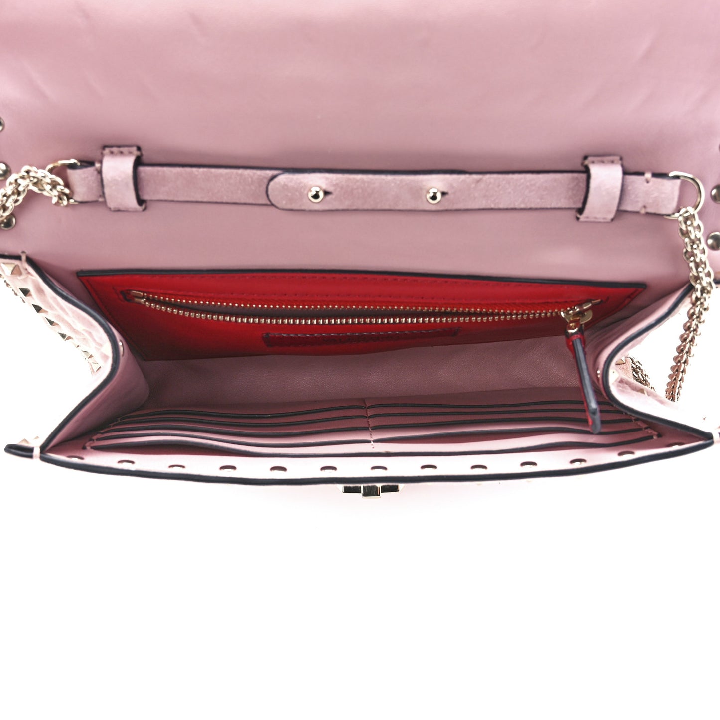 Suede Rockstud Spike Wallet on Chain Loto