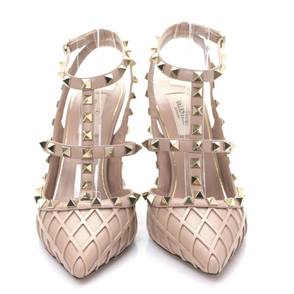 Valentino Garavani Calfskin Nappa Boudoir Rockstud Ankle Strap 100mm Pumps 39 Rose Cannelle 2 of 8
