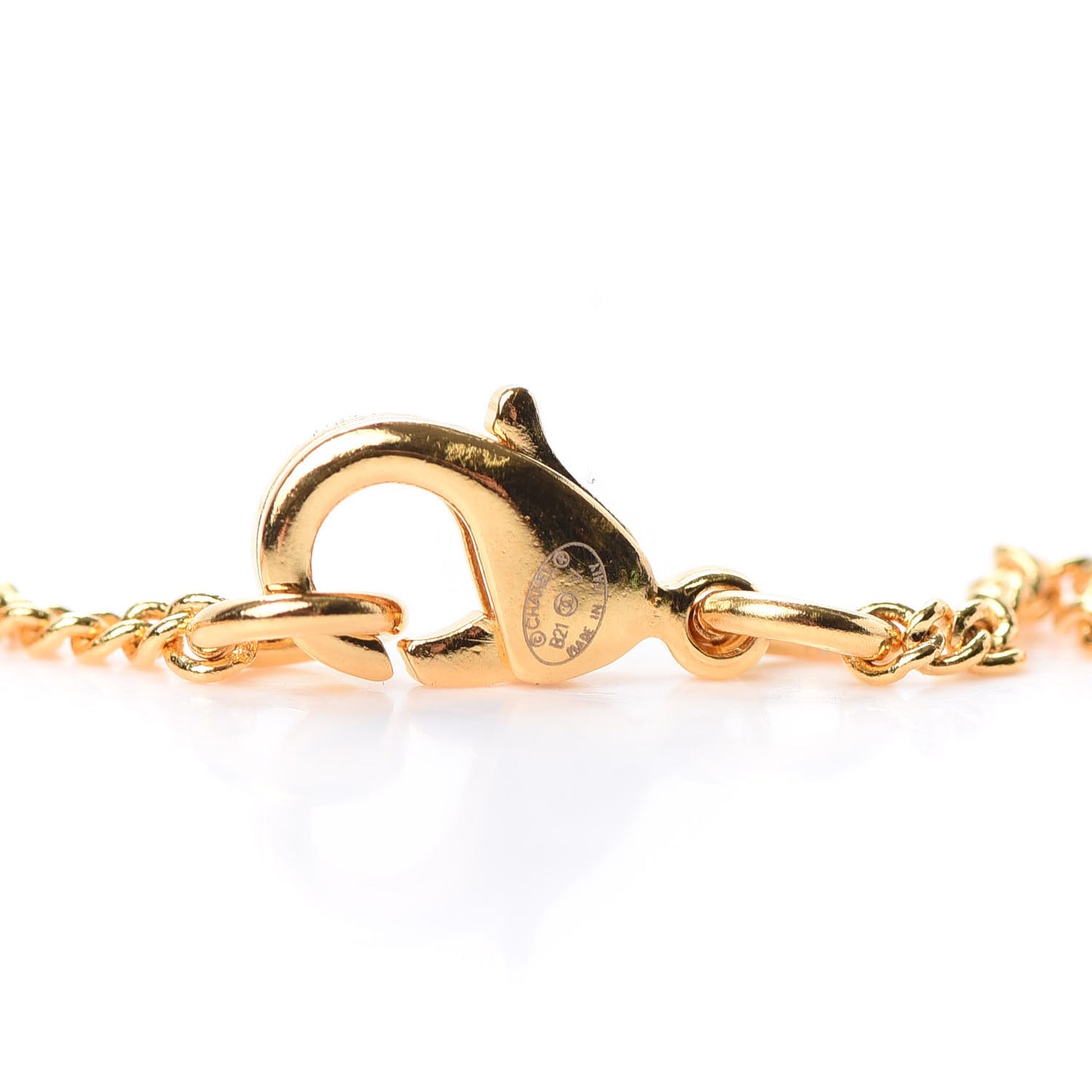Metal CC Paris Button Necklace Gold