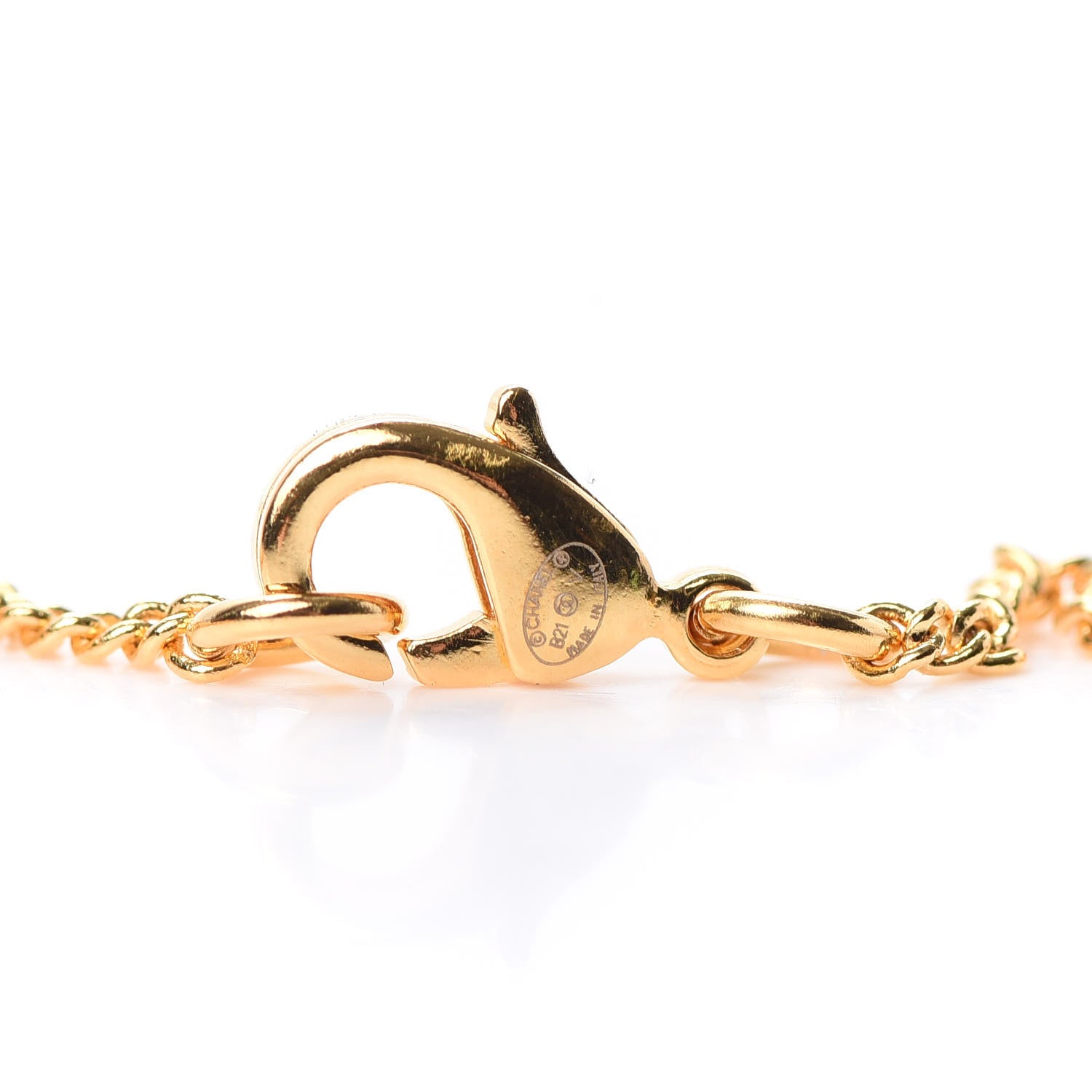 Chanel Metal CC Paris Button Necklace Gold 4 of 5