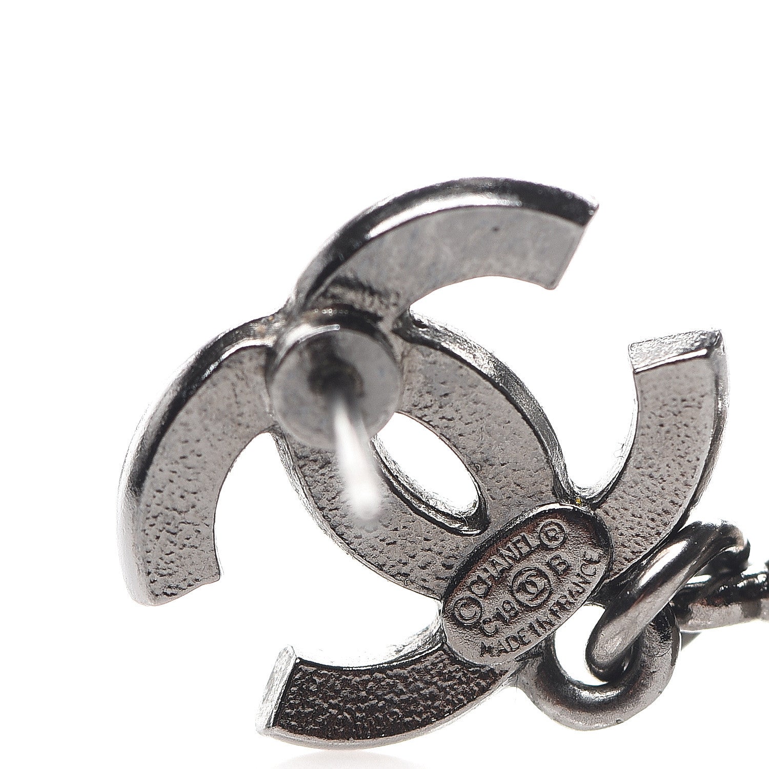 Chanel Ruthenium Crystal CC Drop Earrings Silver 4 of 5