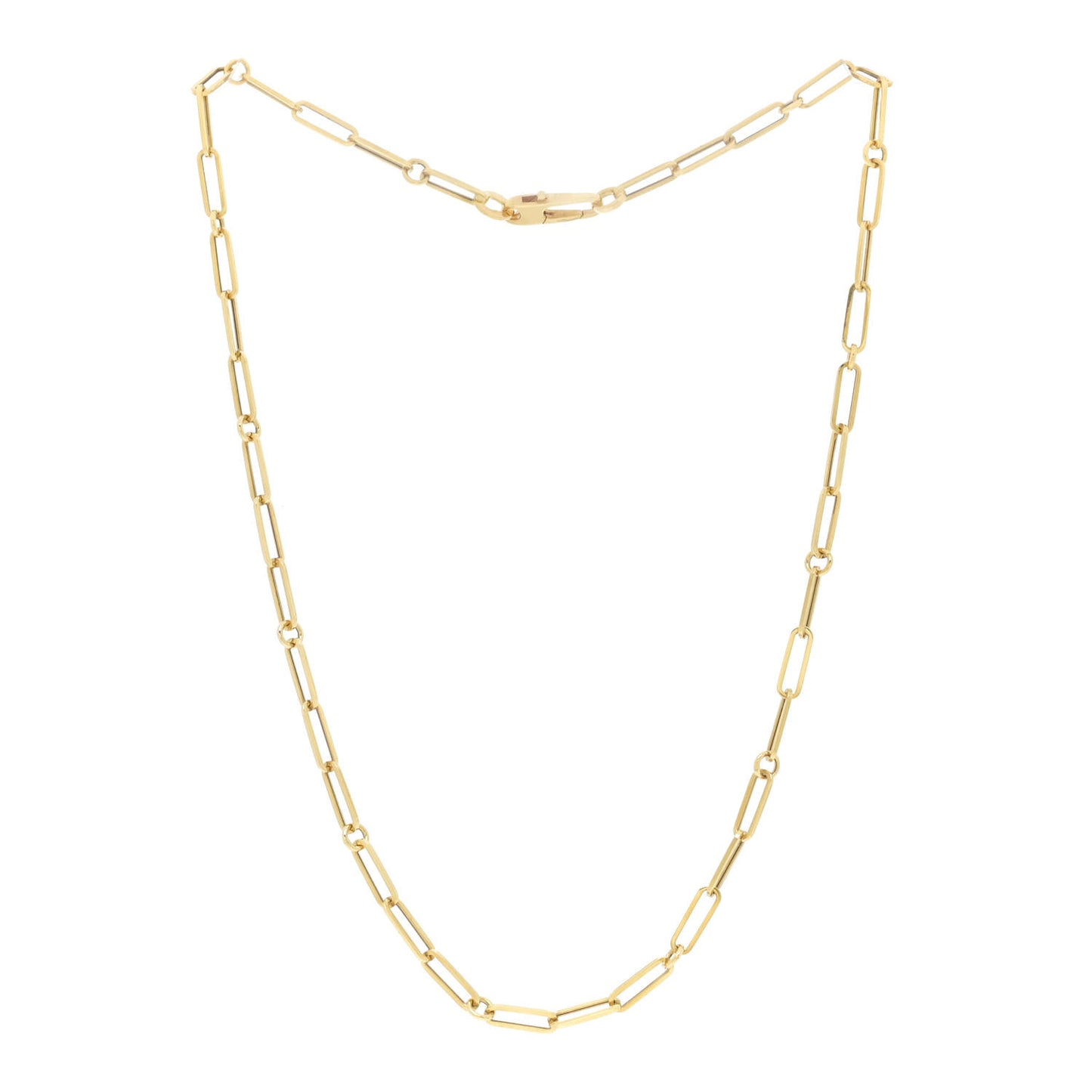 18K Yellow Gold Paper Clip Link Necklace