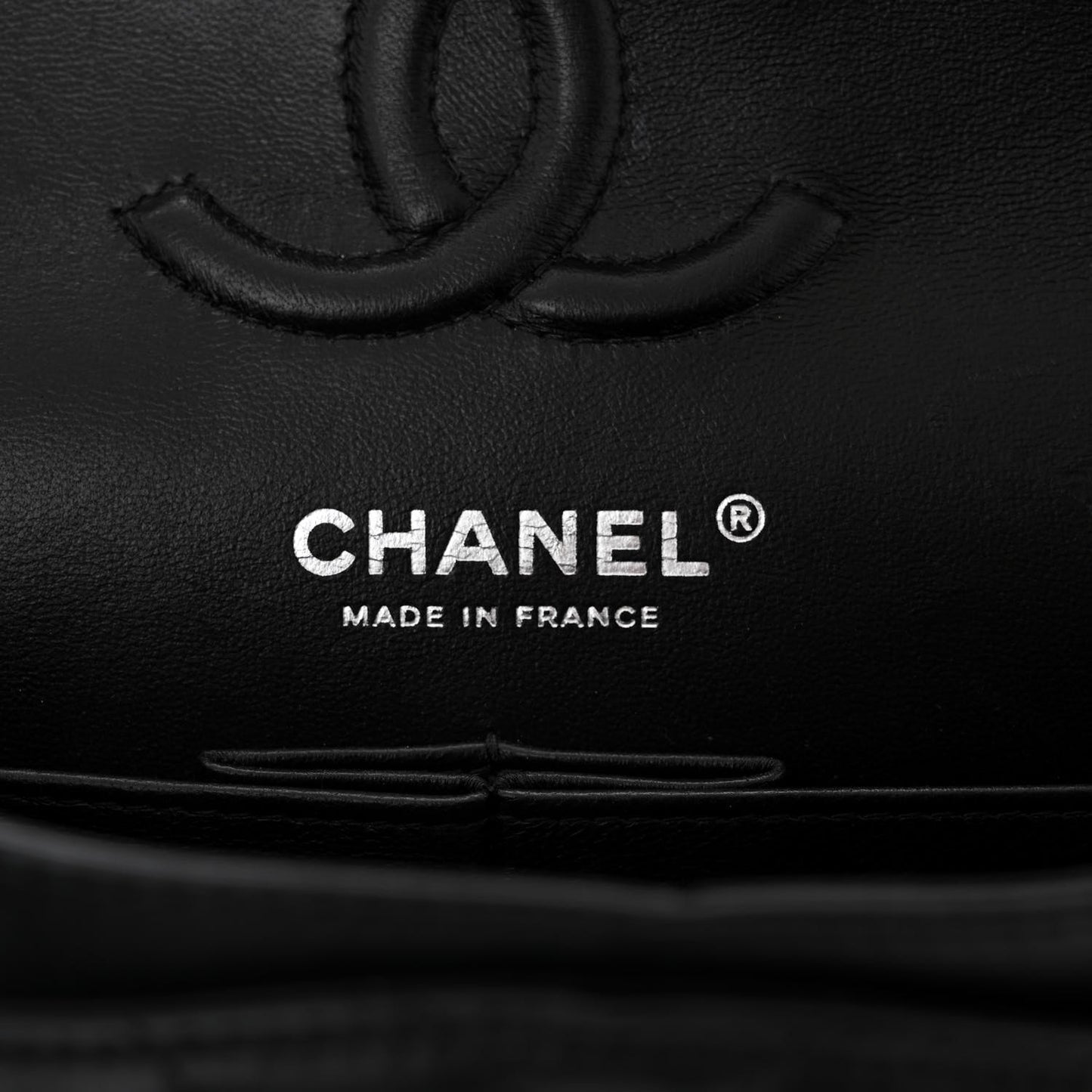 Calfskin Chevron Quilted Small Double Flap Black