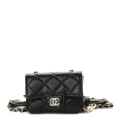 Chanel Lambskin Quilted Mini Flap Belt Bag Black 1 of 9