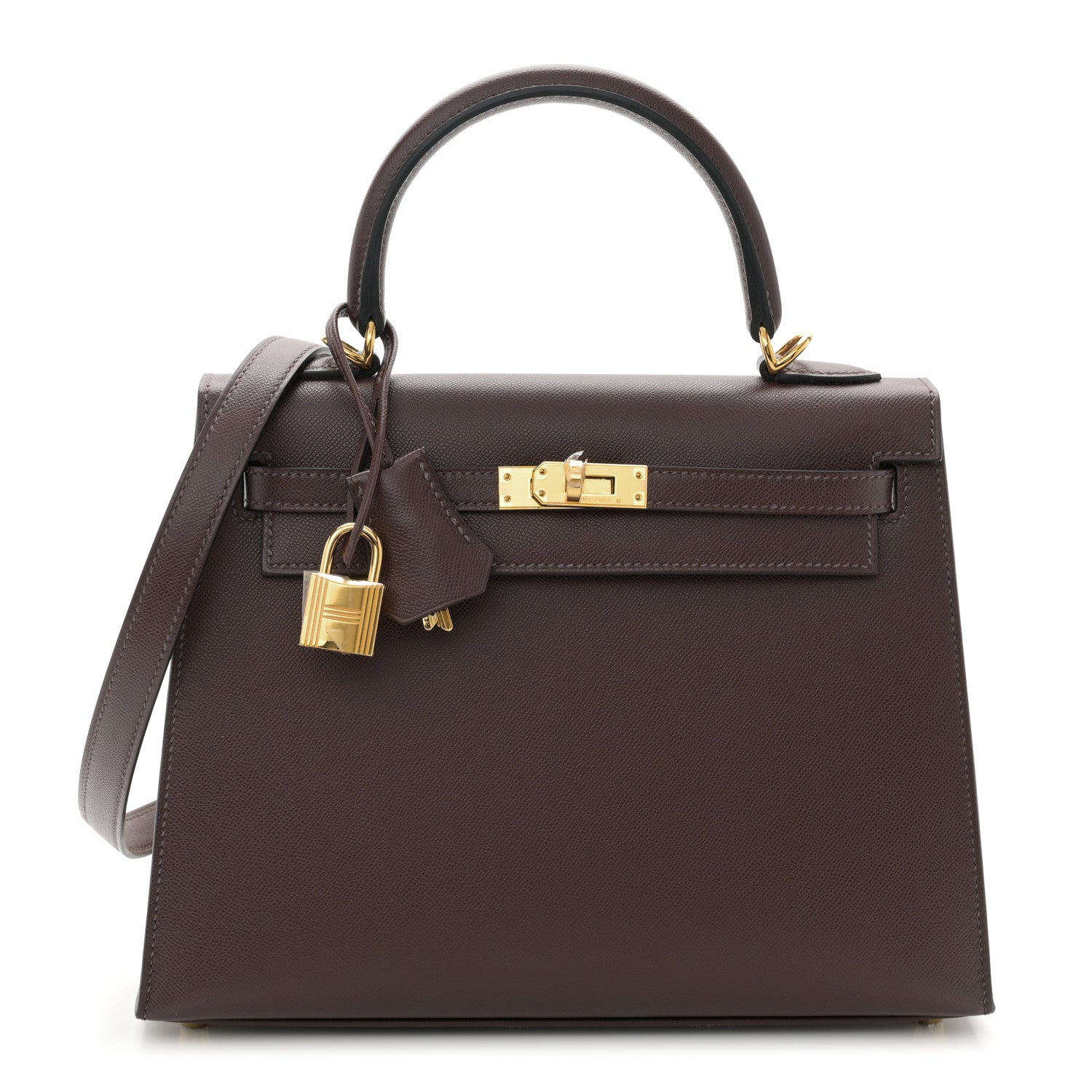Hermes Madame Calfskin Kelly Sellier 25 Moka 1 of 11