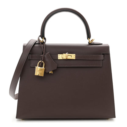Hermes Madame Calfskin Kelly Sellier 25 Moka 1 of 11