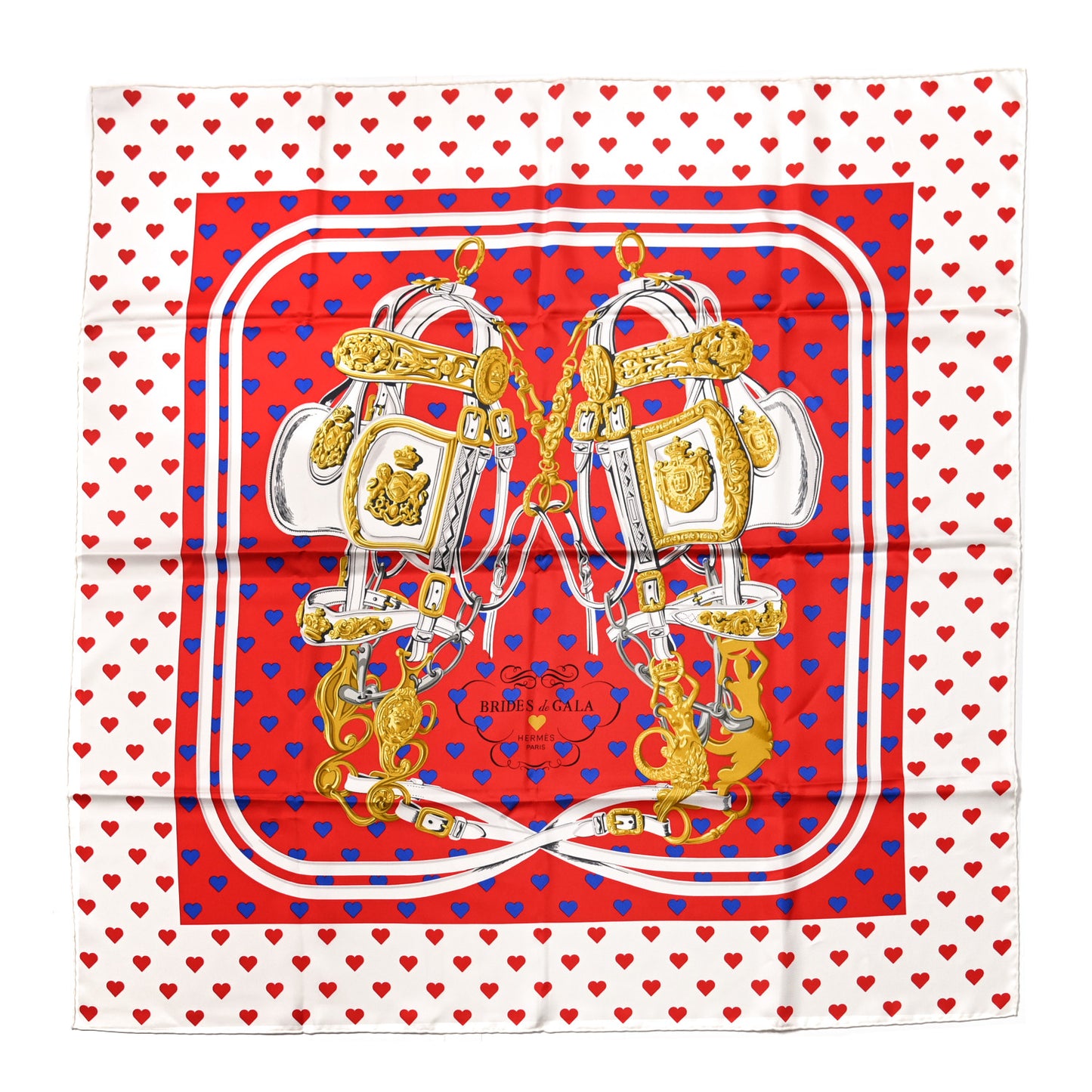 Silk Brides De Gala Love Scarf 90 Rouge Vif Marine White