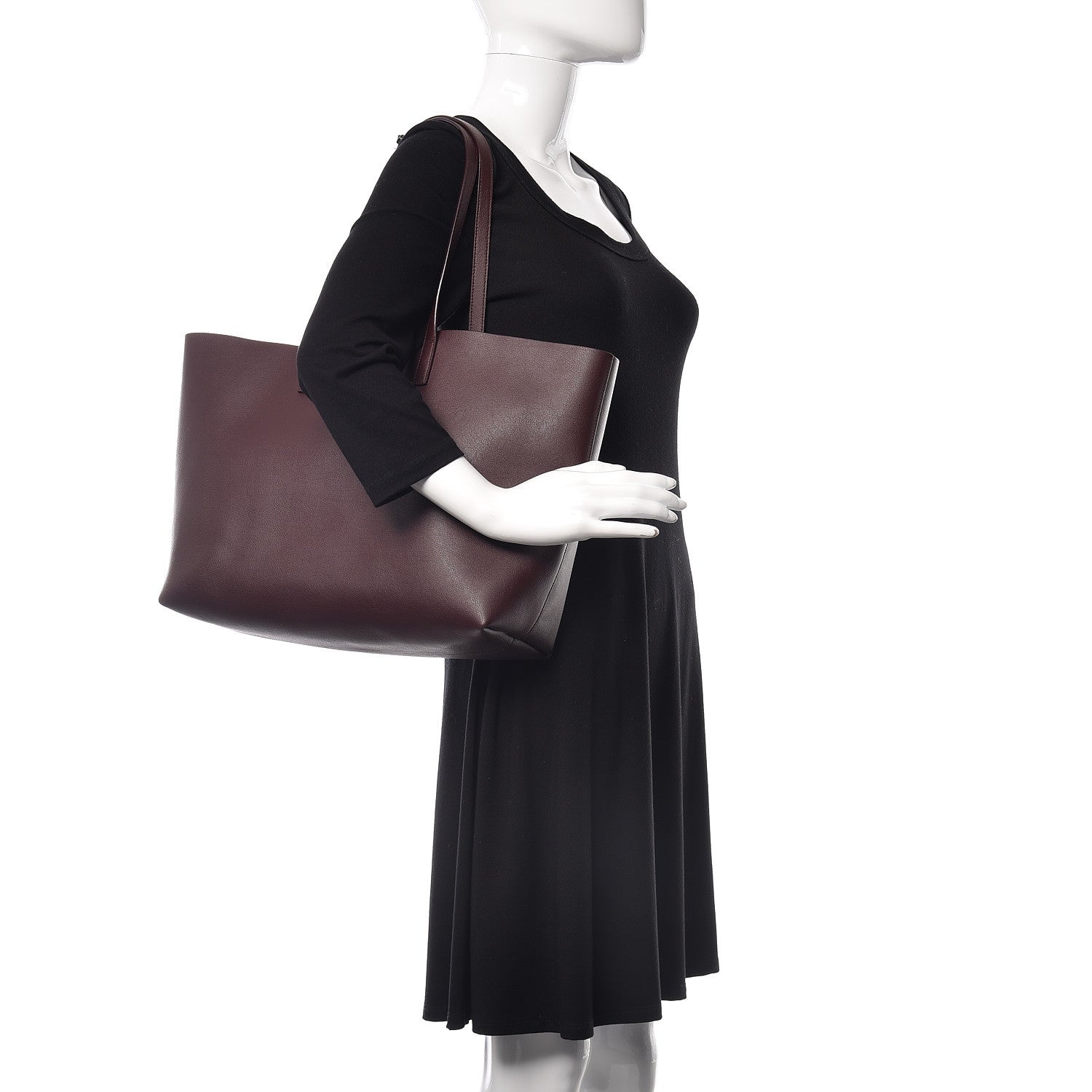 Saint Laurent Calfskin Large Shopping Tote Bordeaux 2 of 13