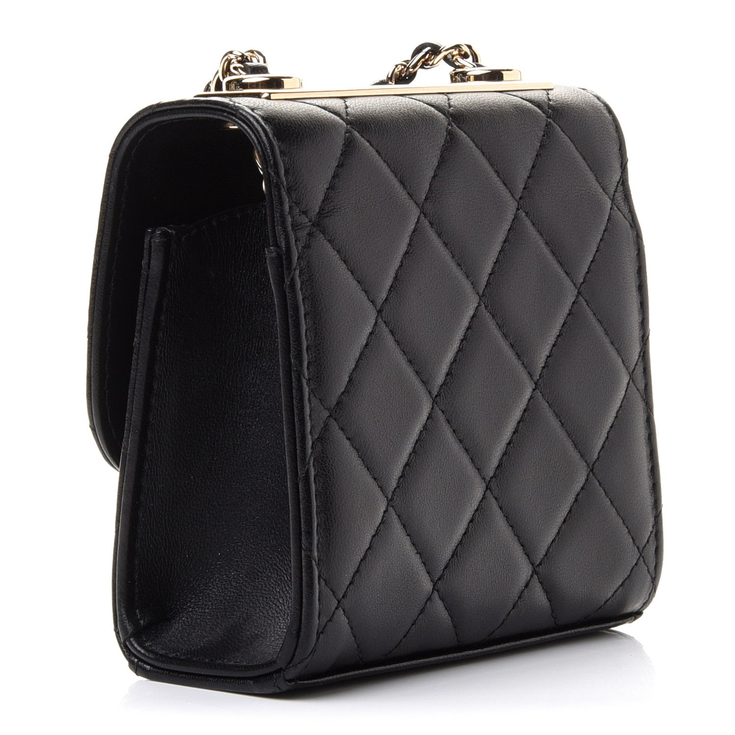 Lambskin Quilted Mini Trendy CC Chain Wallet Black