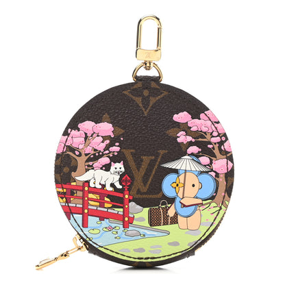 Louis Vuitton Monogram 2021 Christmas Animation Japanese Garden Round Coin Purse Wisteria Pink 1 of 6