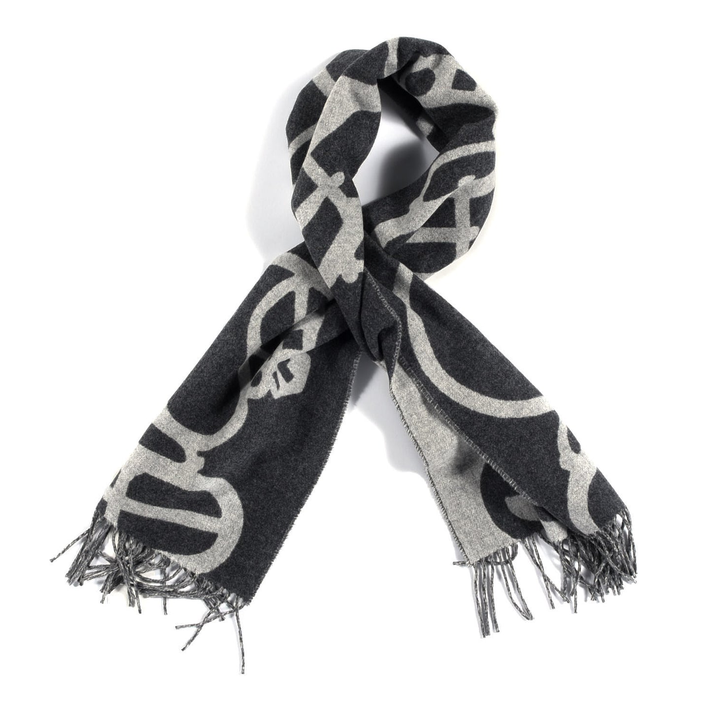 Cashmere Boucles et Camails Muffler Anthracite Gris Clair