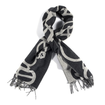 Hermes Cashmere Boucles et Camails Muffler Anthracite Gris Clair 1 of 3