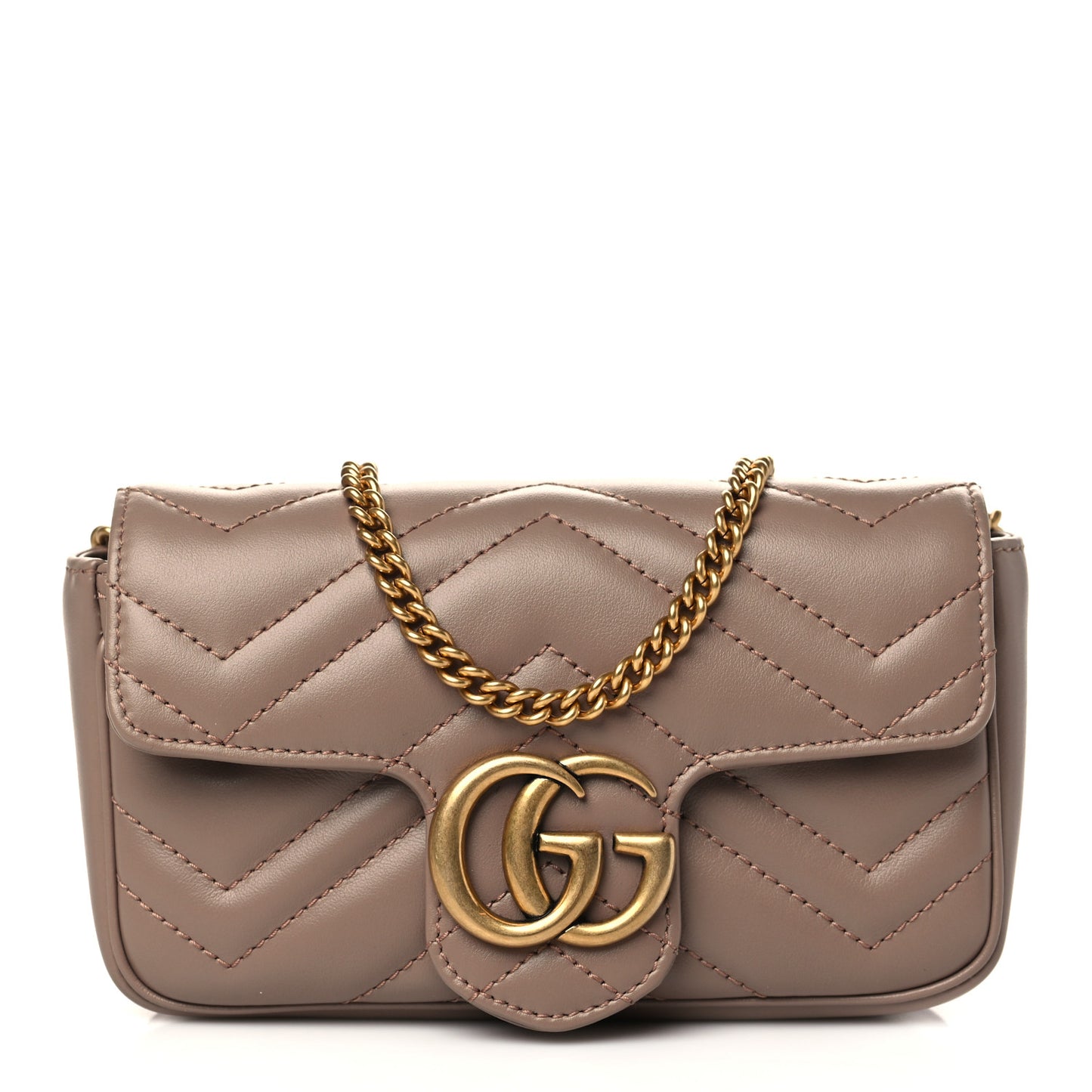 Calfskin Matelasse Super Mini GG Marmont Shoulder Bag Porcelain Rose