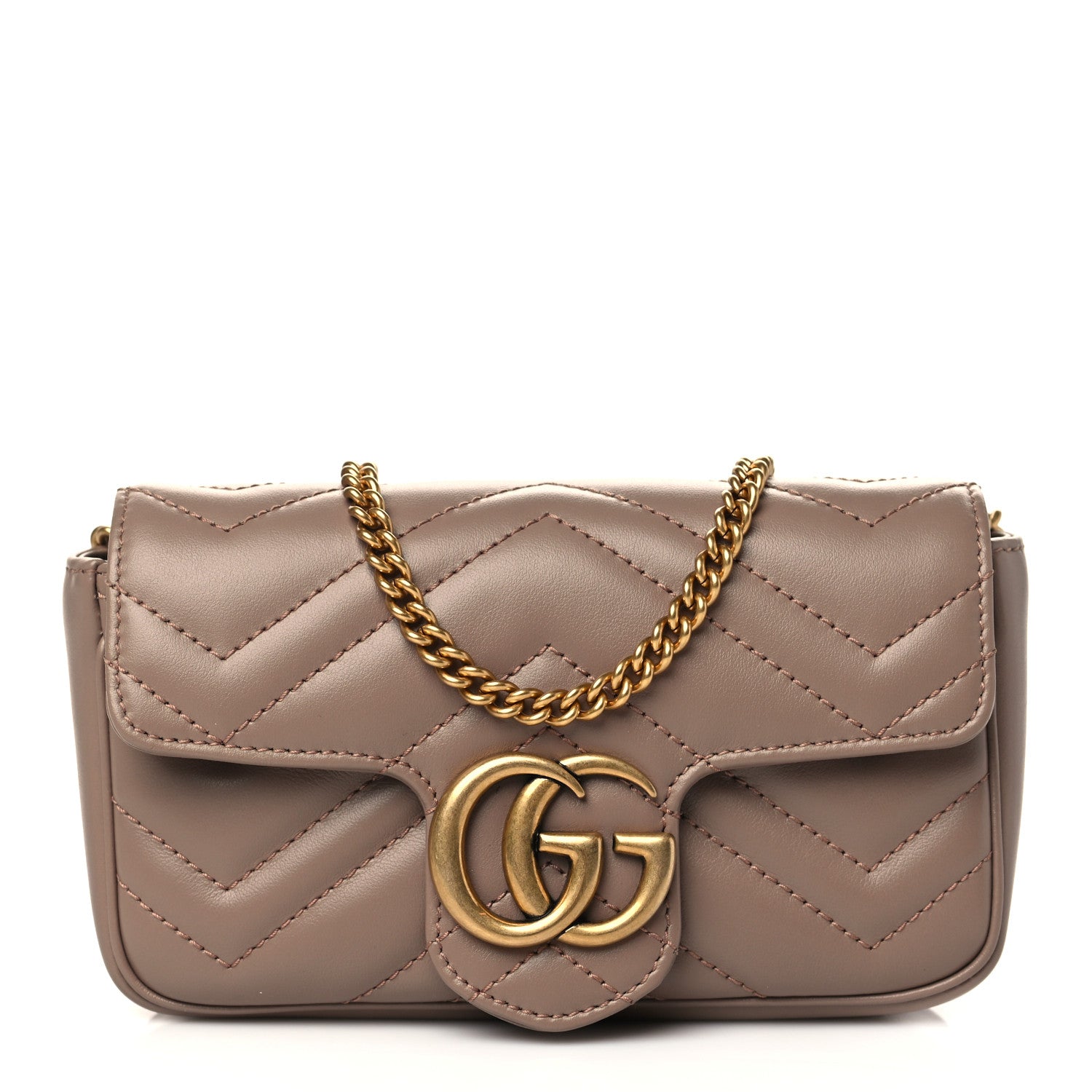 Gucci Calfskin Matelasse Super Mini GG Marmont Shoulder Bag Porcelain Rose 1 of 7