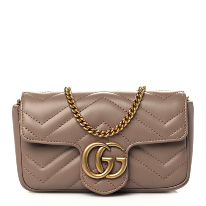 Gucci Calfskin Matelasse Super Mini GG Marmont Shoulder Bag Porcelain Rose 1 of 7