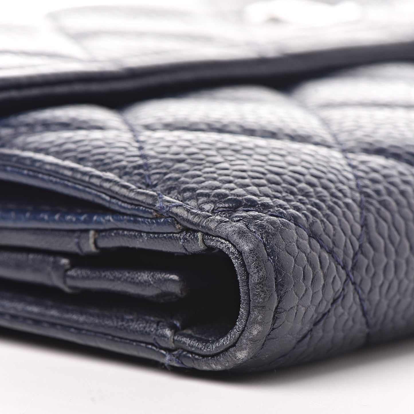 Caviar Quilted CC Long Double Wallet Navy