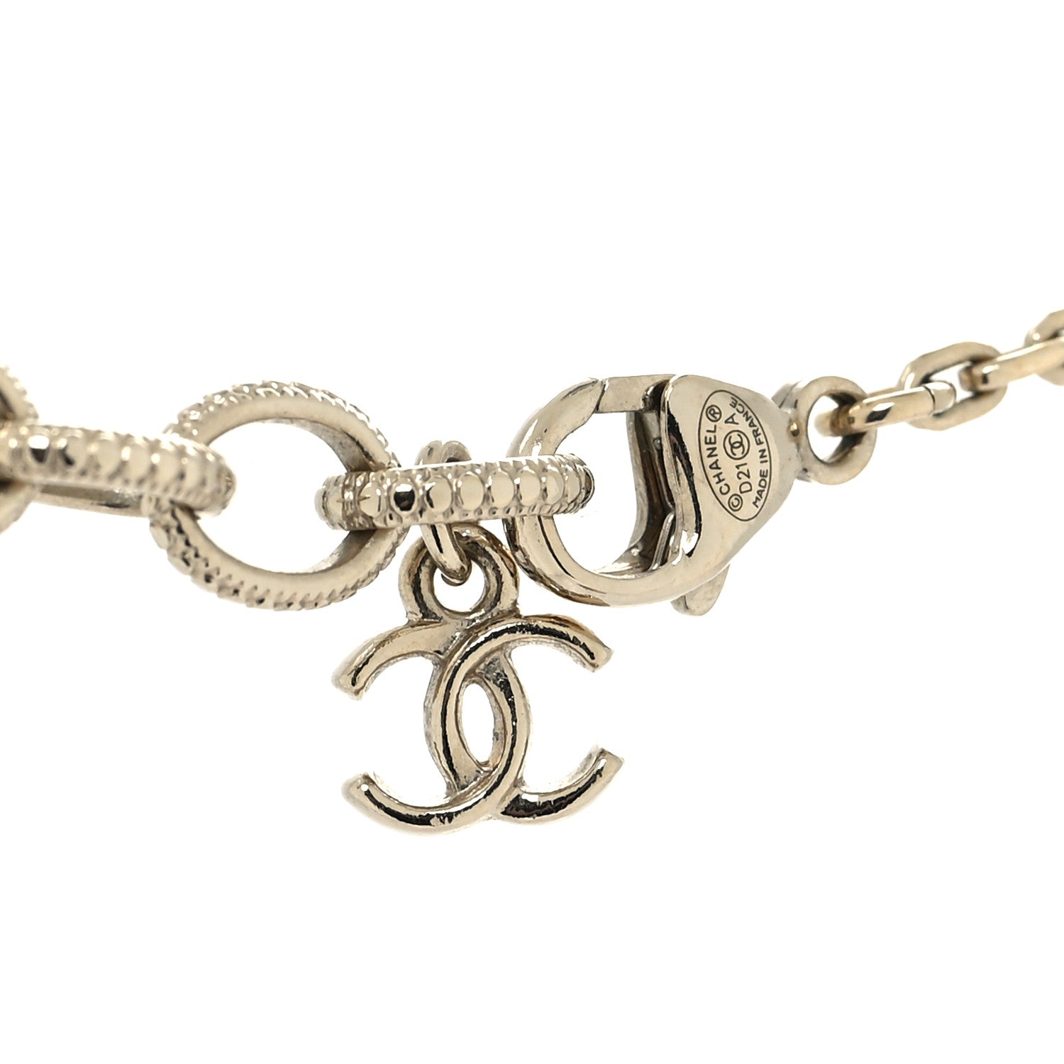 Chanel Metal Resin Enamel Crystal CC Necklace Gold Black White 5 of 6