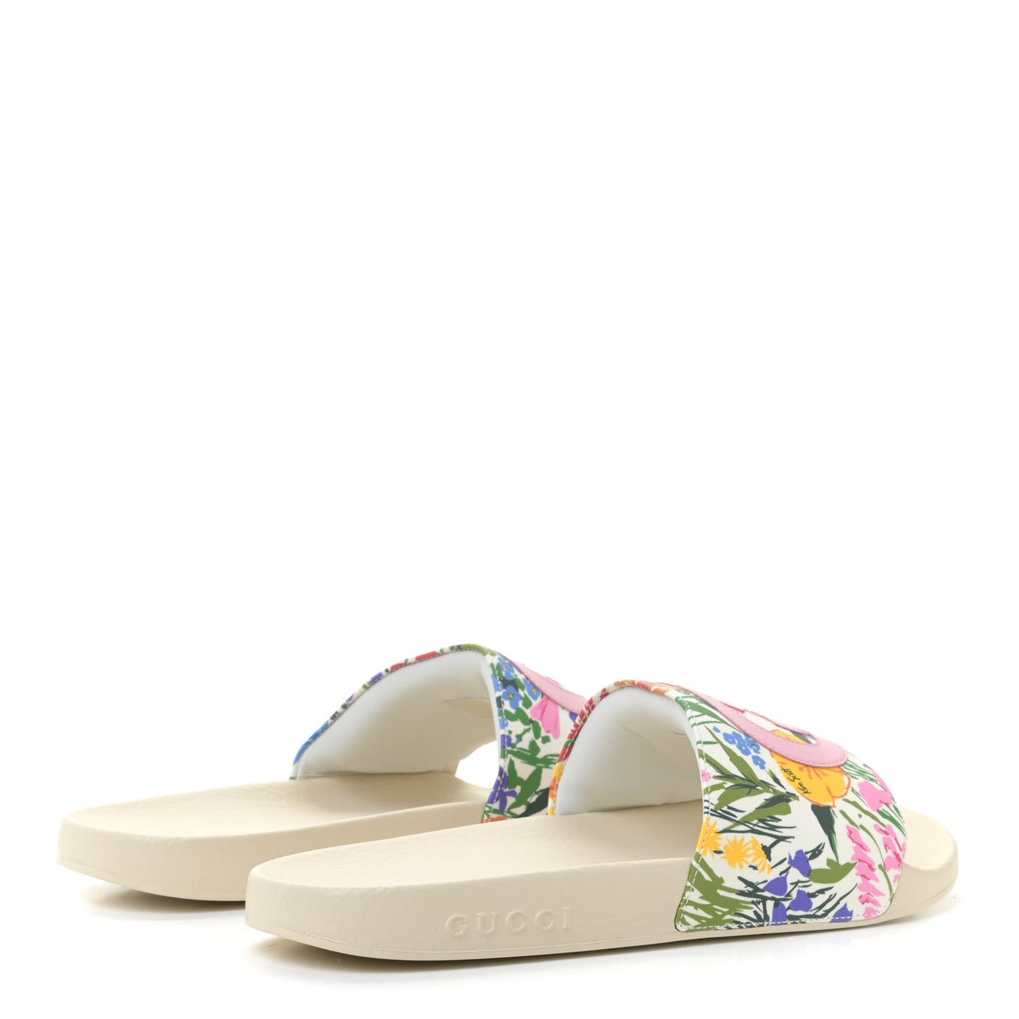 GUCCI X KEN SCOTT Rubber Womens Interlocking G Slide Sandals 40 Ivory