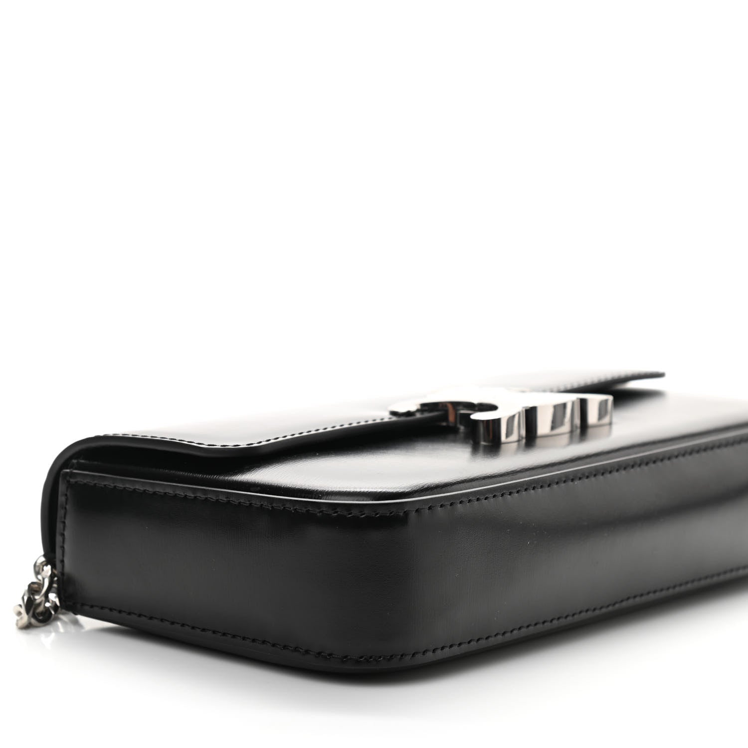 Celine Shiny Calfskin Triomphe Chain Shoulder Bag Black 9 of 10