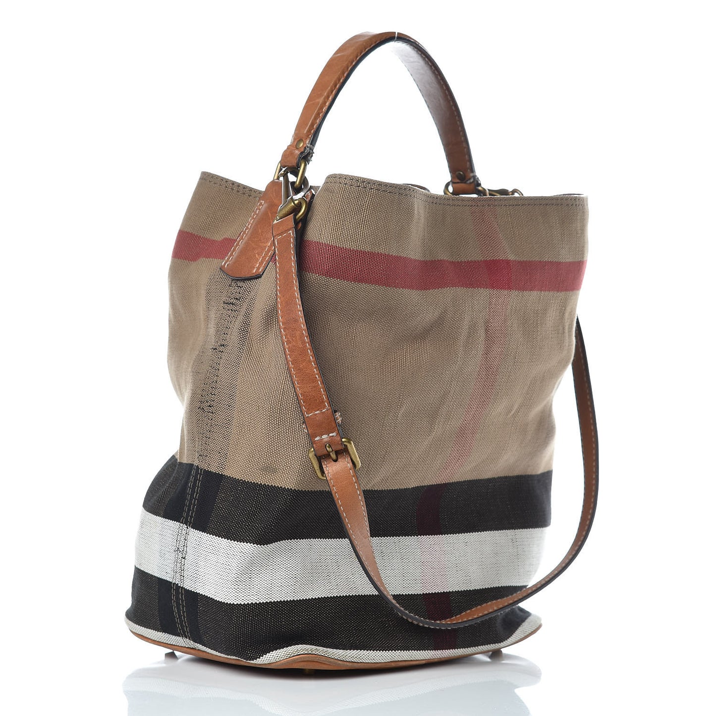 Canvas Mega Check Medium Ashby Hobo Saddle Brown