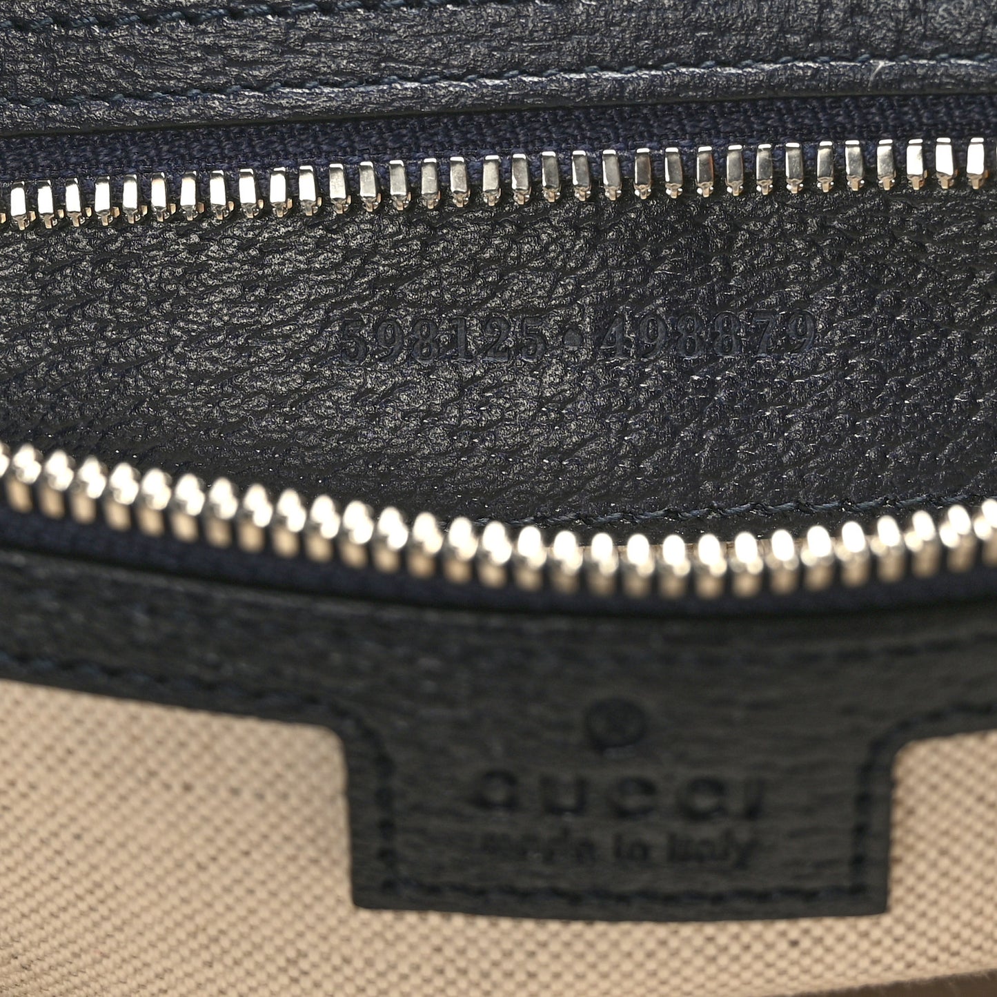 GG Supreme Monogram Textured Dollar Calfskin Web Small Ophidia Half Moon Hobo Beige Blue