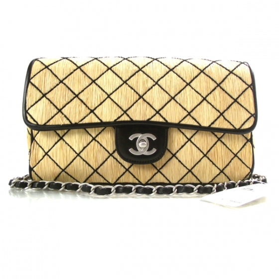 Chanel Straw Diamond Stitch Raffia Flap 1 of 12