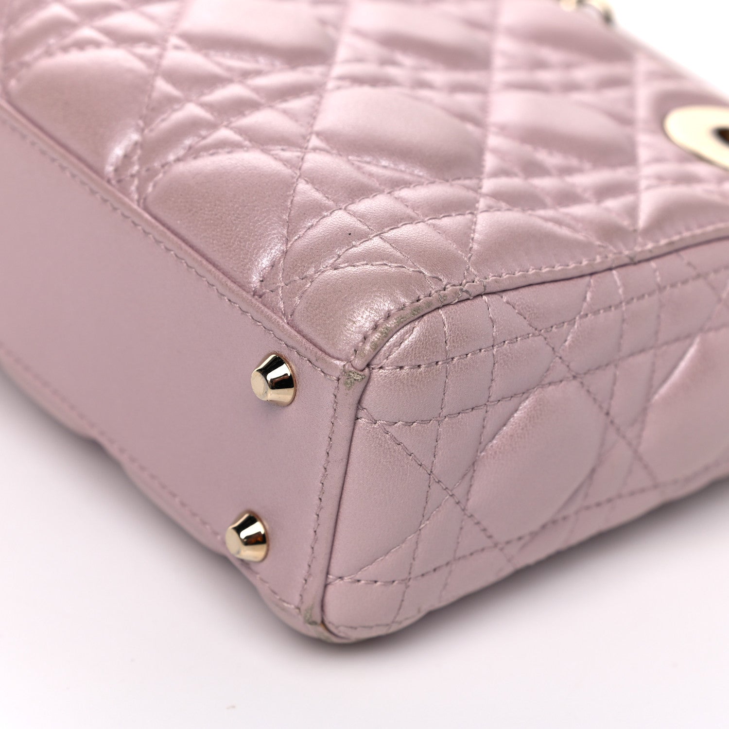 Christian Dior Metallic Lambskin Cannage Mini Lady Dior Lotus 12 of 20