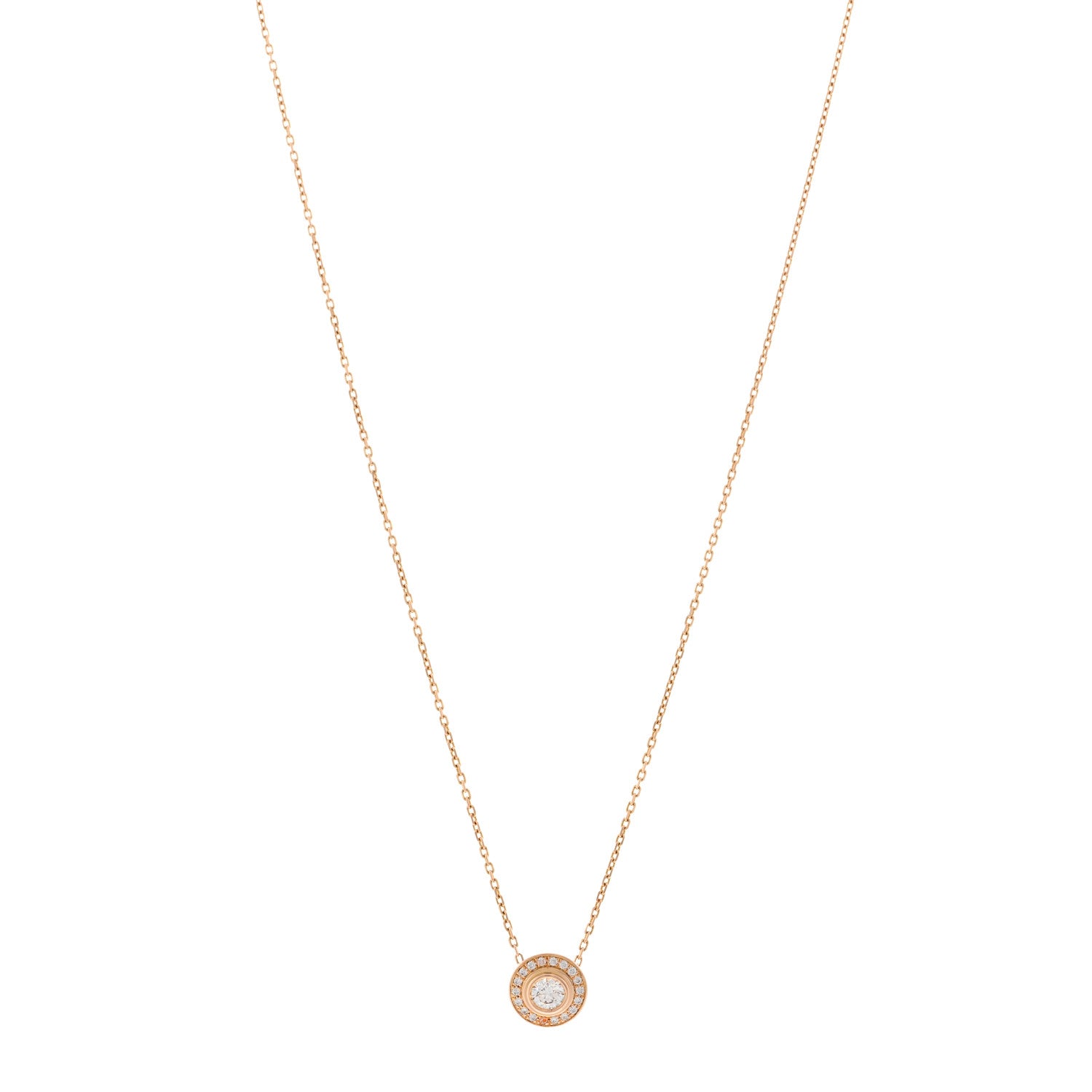 Cartier 18K Pink Gold Diamond .18ct D'Amour Pave Necklace 1 of 5