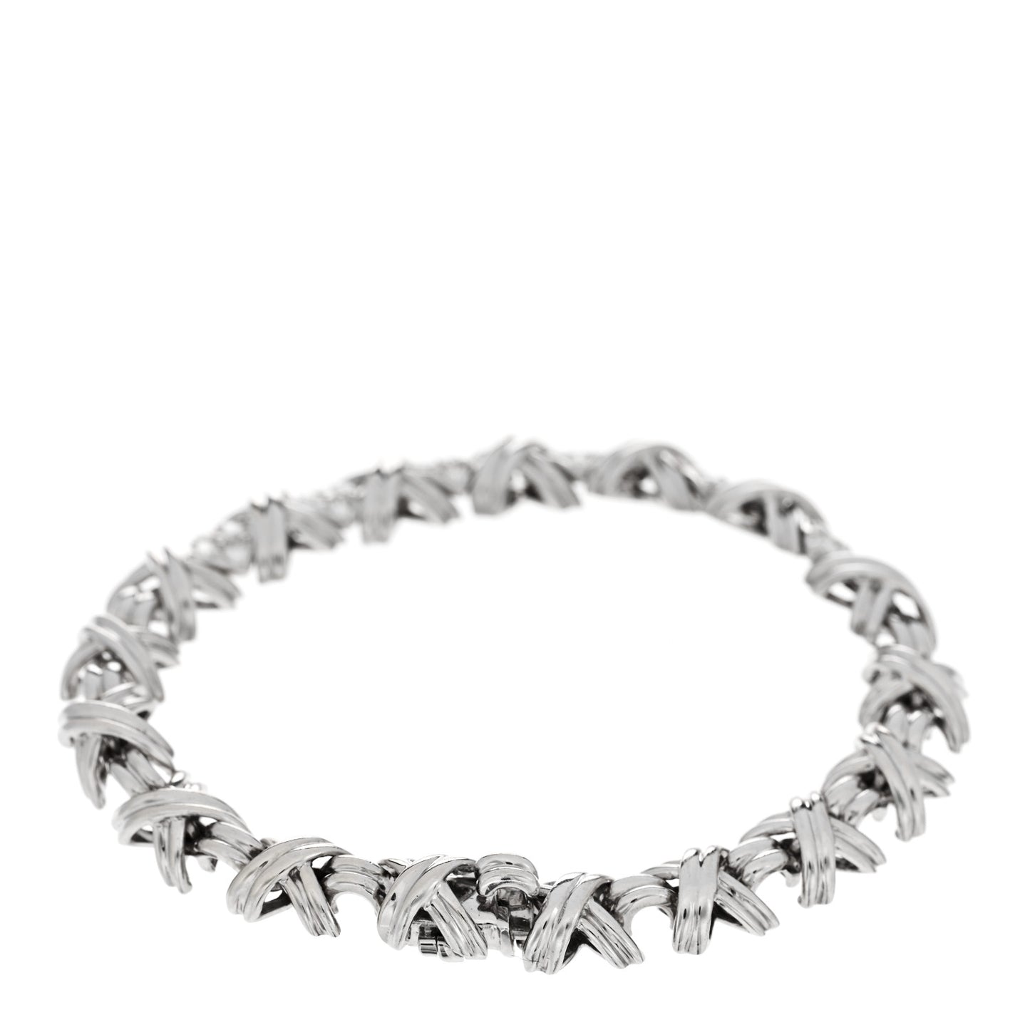 18K White Gold Diamond Signature X Link Bracelet