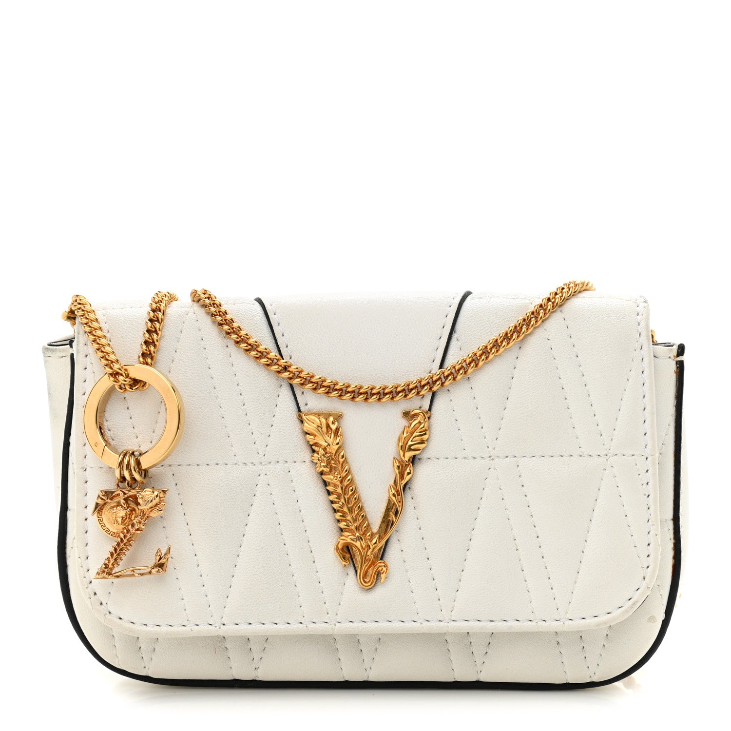 Versace Virtus Mini Wallet Chain Crossbody White 1 of 11