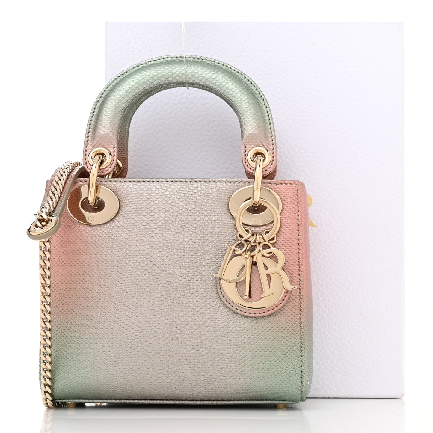 Karung Gradient Mini Lady Dior Pink Green