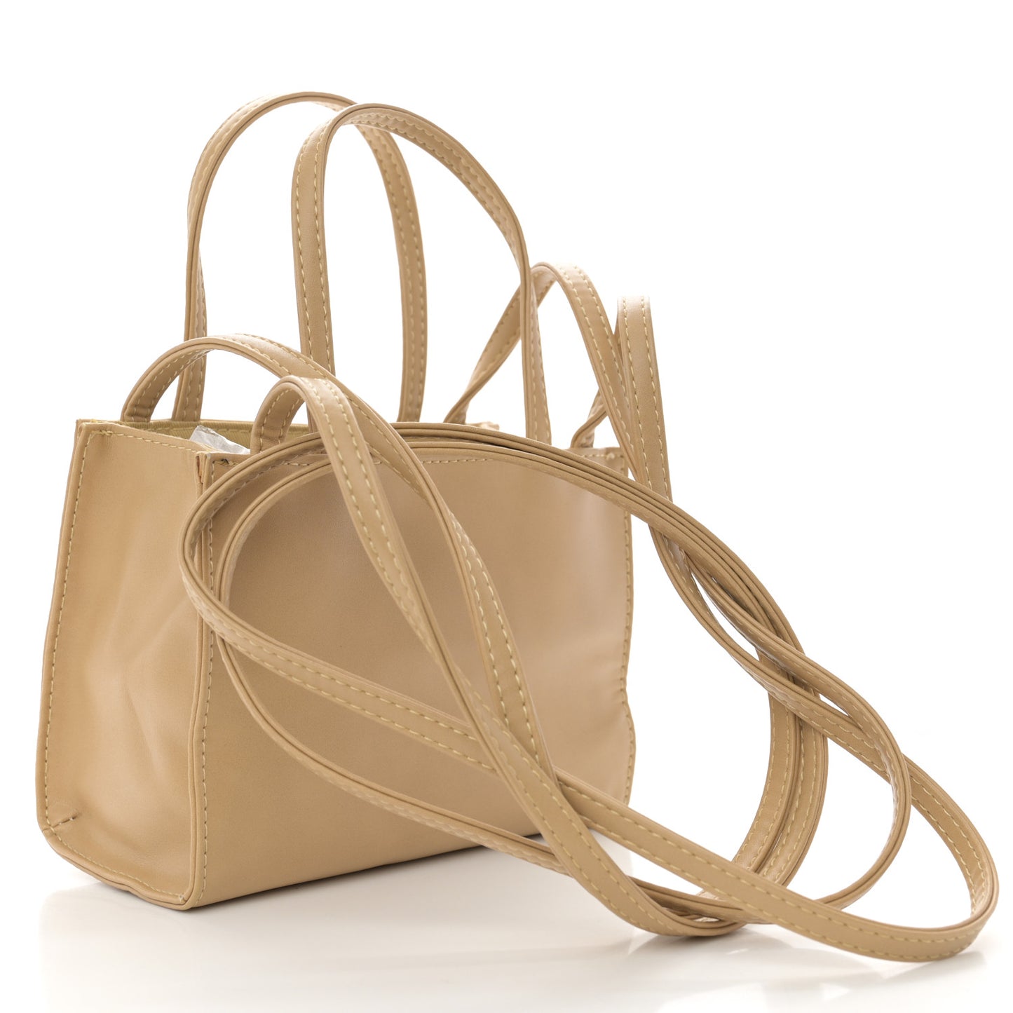 Vegan Leather Small Shopping Bag Cream