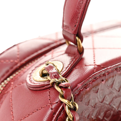 Chanel Snakeskin Calfskin Quilted Small Coco Curve Vanity Burgundy 11 of 14
