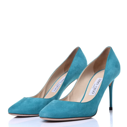 Jimmy Choo Suede Bridget 85 Pumps 39 Blue 3 of 12