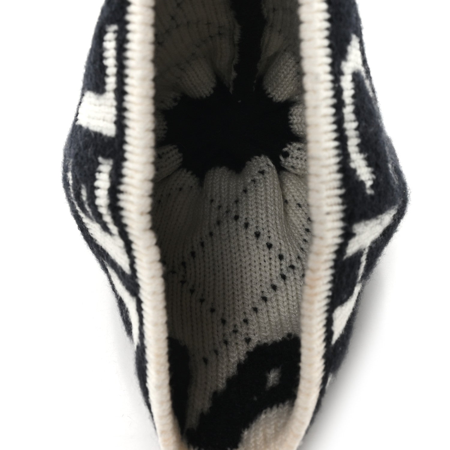Chanel Cashmere Wool Silk Blend Logo Beanie Hat Black White 4 of 5