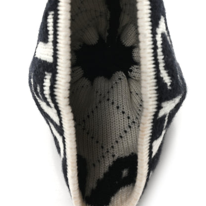 Chanel Cashmere Wool Silk Blend Logo Beanie Hat Black White 4 of 5
