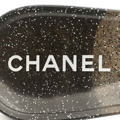 Chanel Glitter Jelly Camellia Thong Sandals 37 Black 7 of 10