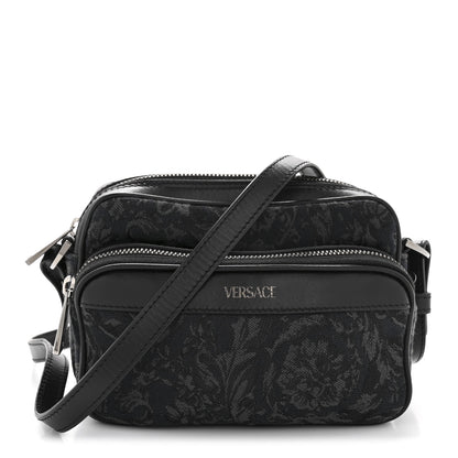 Versace Fabric Jacquard Calfskin Barocco Crossbody Bag Black 1 of 12