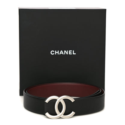 Chanel Calfskin CC Reversible Belt 95 Black Burgundy 7 of 7