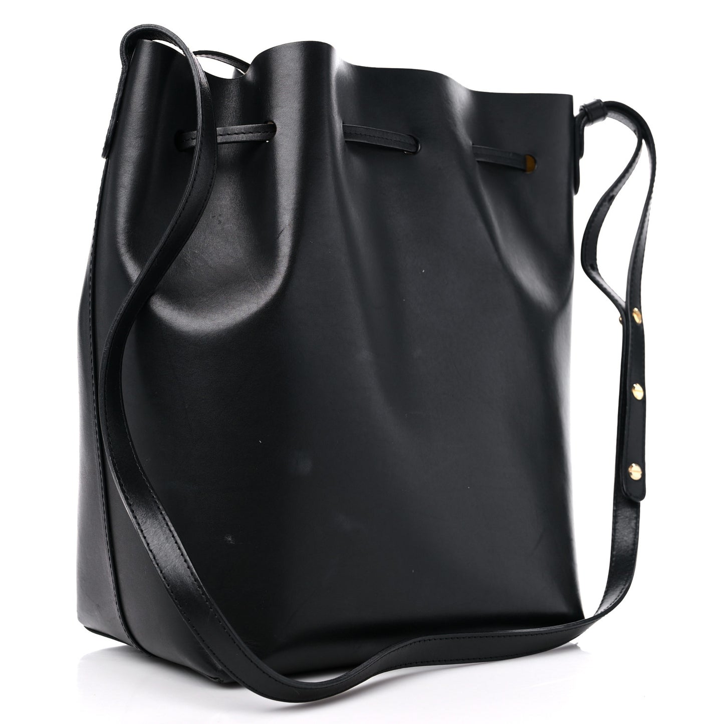 Vegetable Tanned Calfskin Bucket Bag Black Oro
