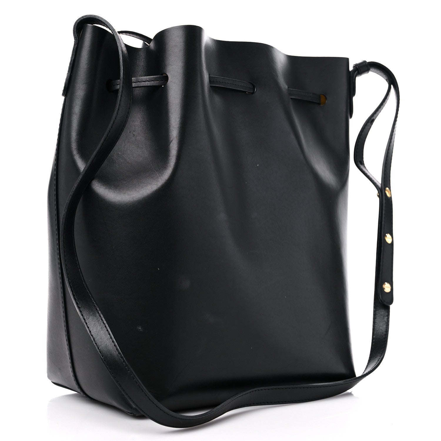 Mansur Gavriel Vegetable Tanned Calfskin Bucket Bag Black Oro 4 of 16