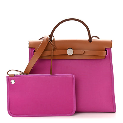 Hermes Vache Hunter Toile Herbag Zip 31 PM Magnolia Fauve 1 of 14