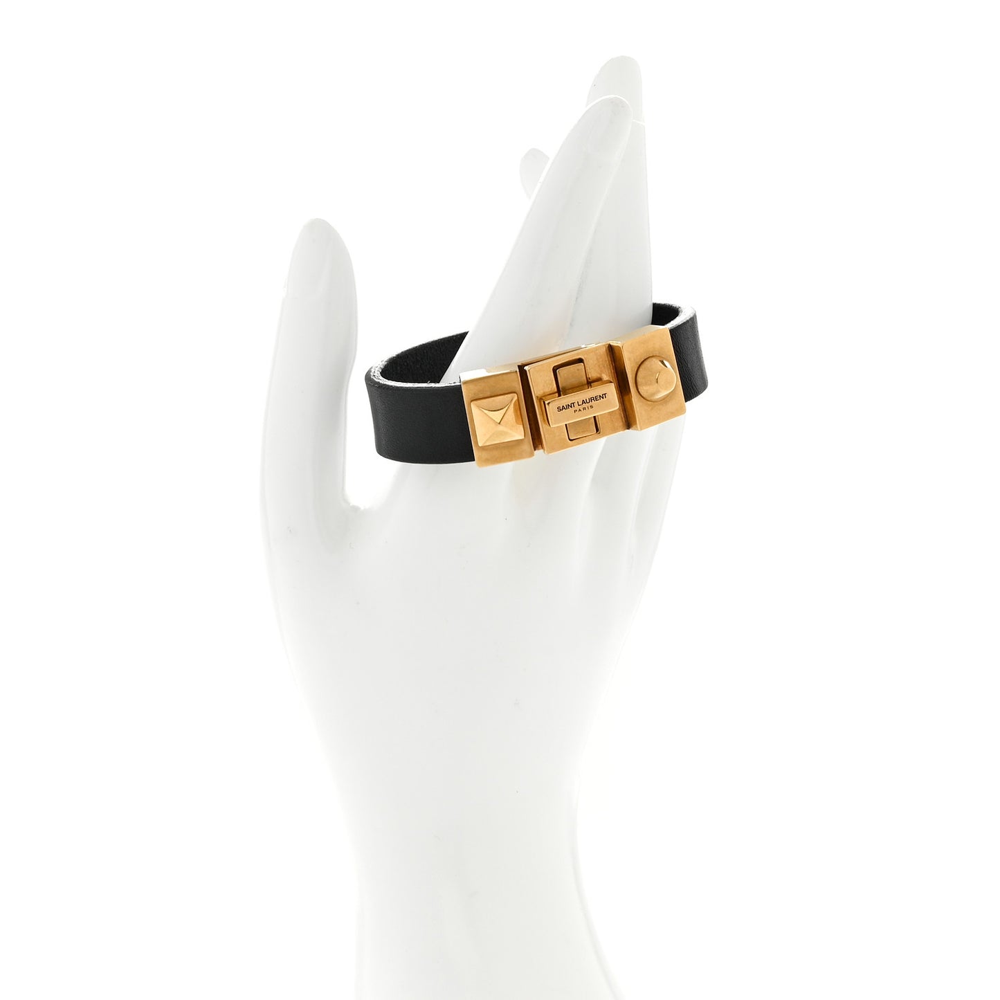 Calfskin Twist Lock Bracelet M Black