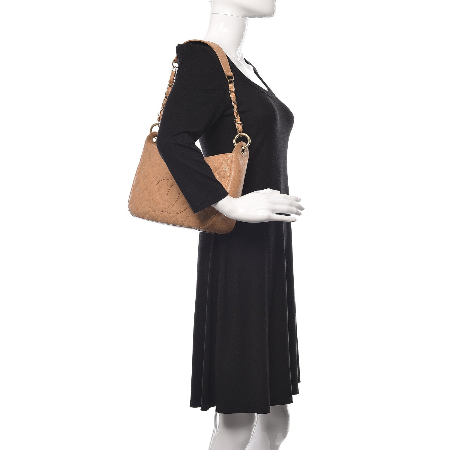 Chanel Caviar Quilted Timeless CC Shoulder Bag Beige 2 of 9