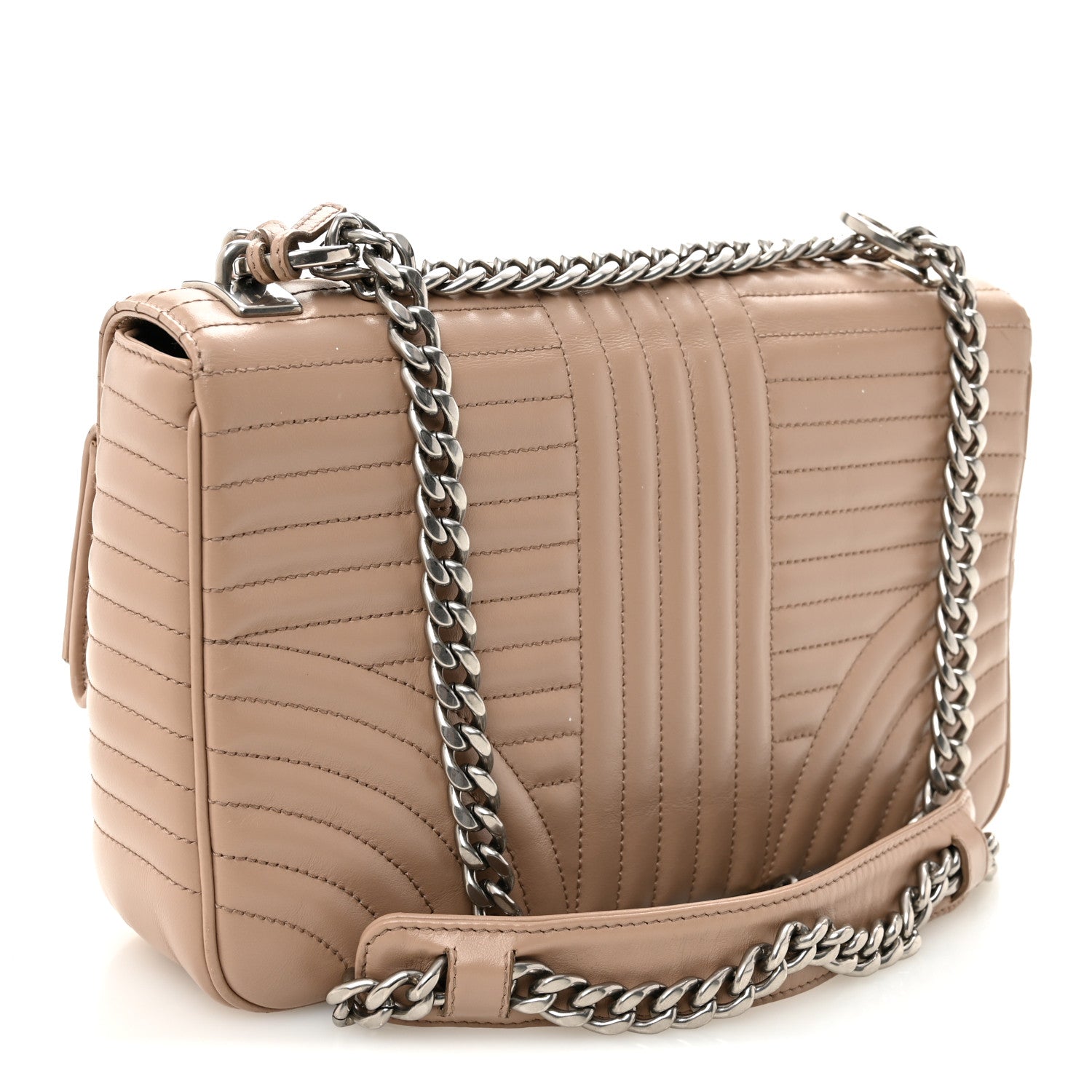 Prada Soft Calfskin Impunture Diagramme Large Chain Flap Shoulder Bag Cipria 3 of 10