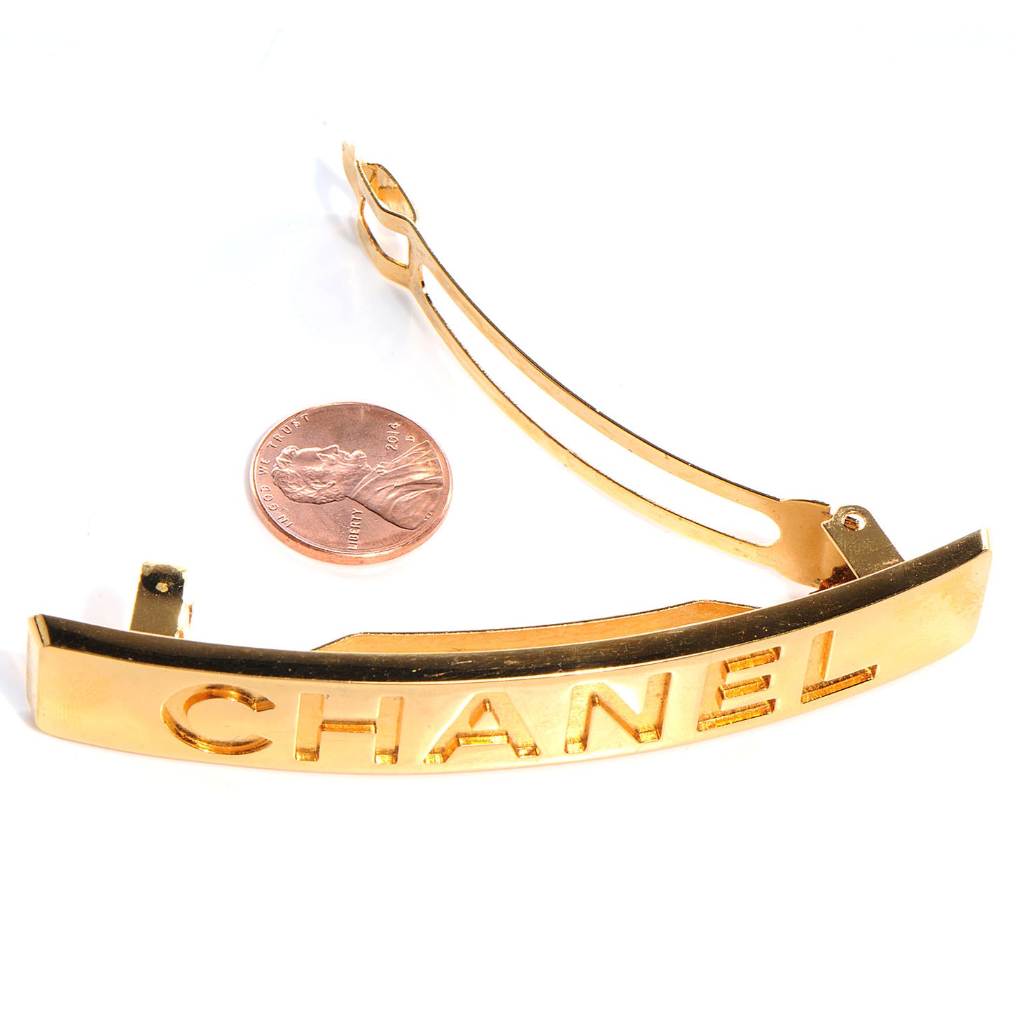 Logo Hair Clip Barrette Gold