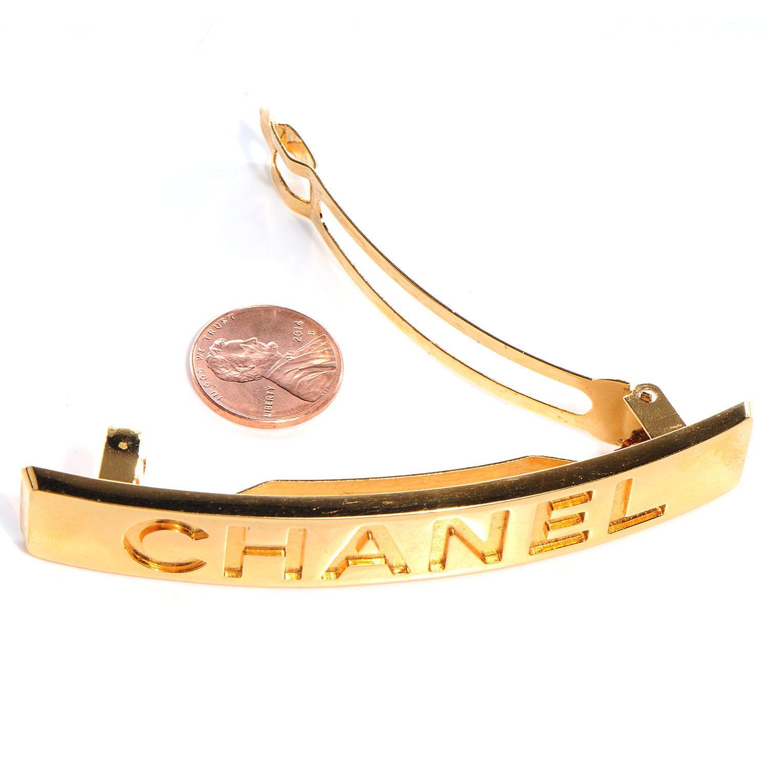 Chanel Logo Hair Clip Barrette Gold 2 of 6
