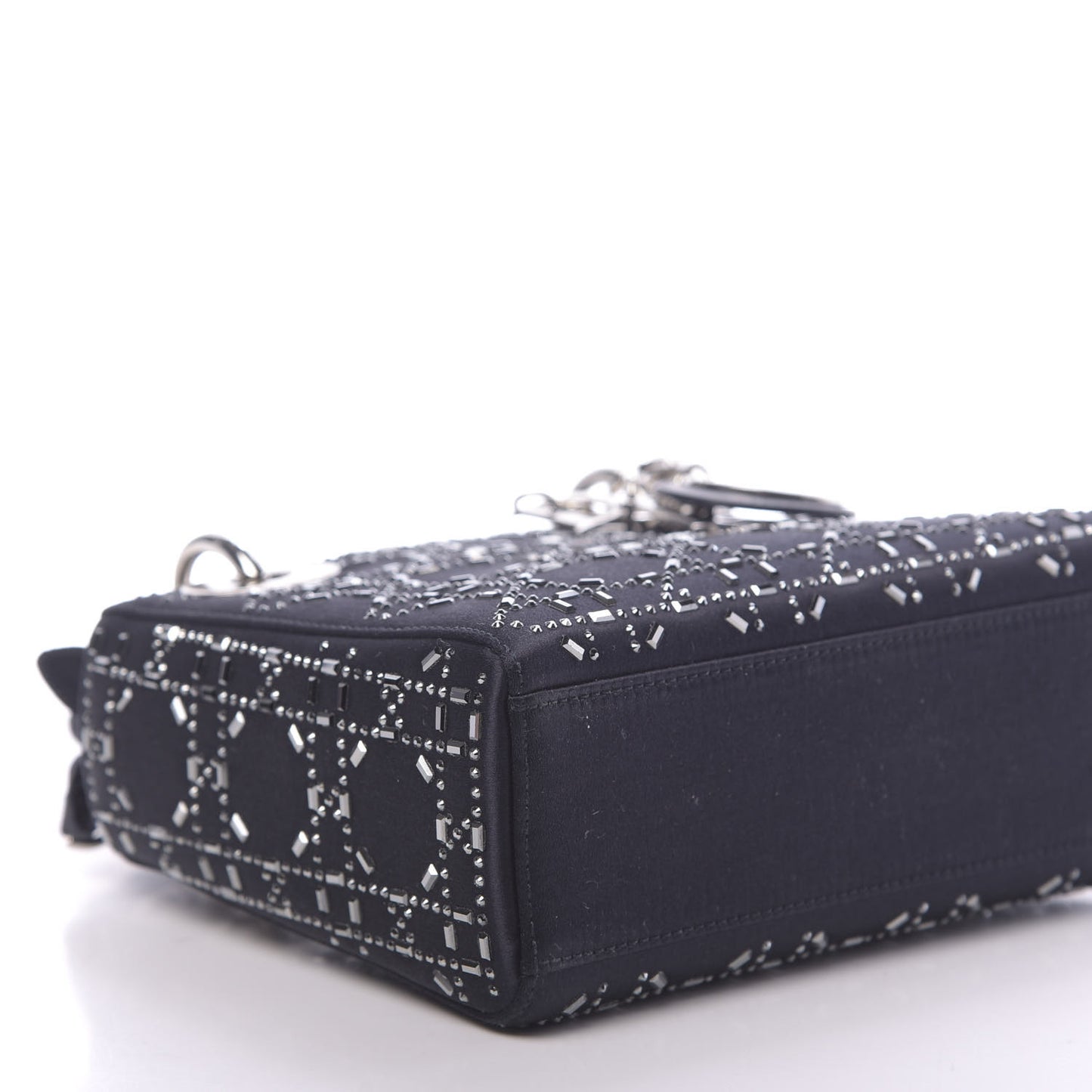 Satin Crystal Cannage Mini Lady Dior Navy